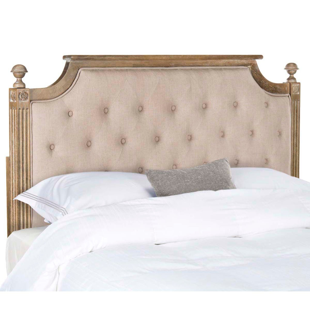 Safavieh Rustic Wood Taupe Tufted Linen Twin Headboard - Taupe