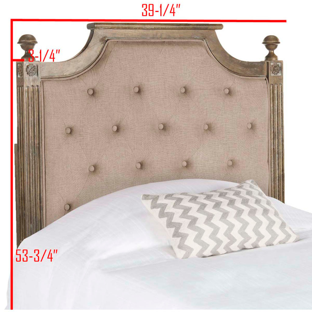 Safavieh Rustic Wood Taupe Tufted Linen Twin Headboard - Taupe