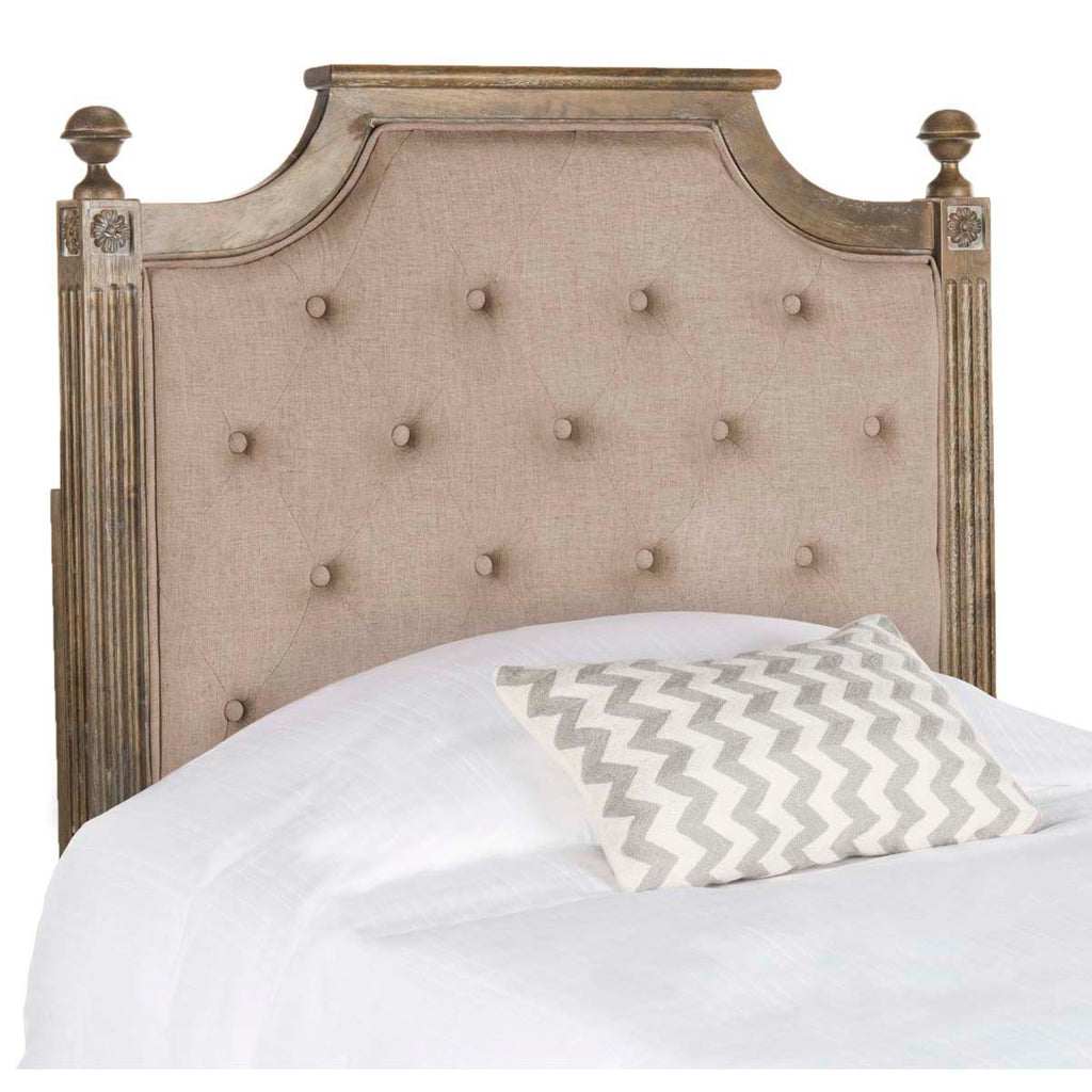 Safavieh Rustic Wood Taupe Tufted Linen Twin Headboard - Taupe