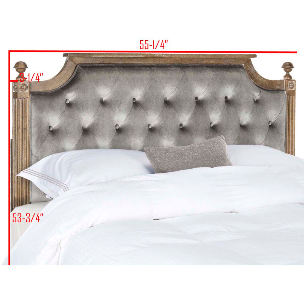 Safavieh Rustic Wood Grey Tufted Velvet Twin Headboard - Grey