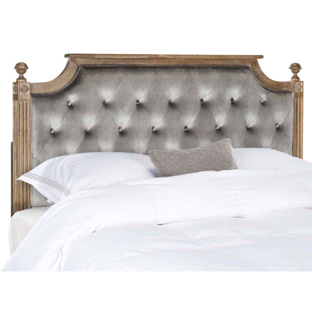 Safavieh Rustic Wood Grey Tufted Velvet Twin Headboard - Grey