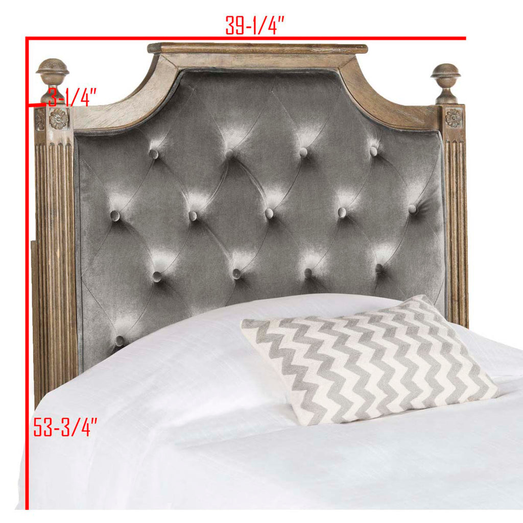 Safavieh Rustic Wood Grey Tufted Velvet Twin Headboard - Grey