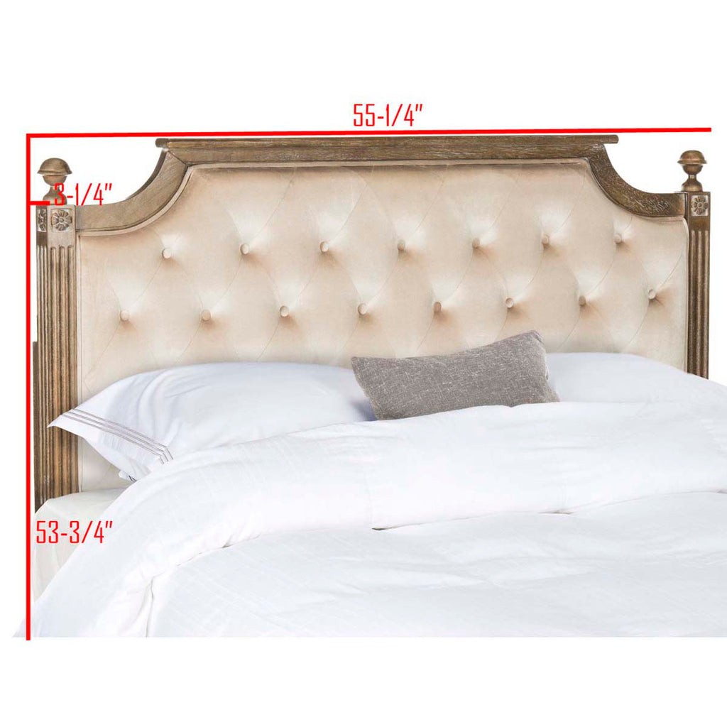 Safavieh Rustic Wood Beige Tufted Velvet Twin Headboard - Beige