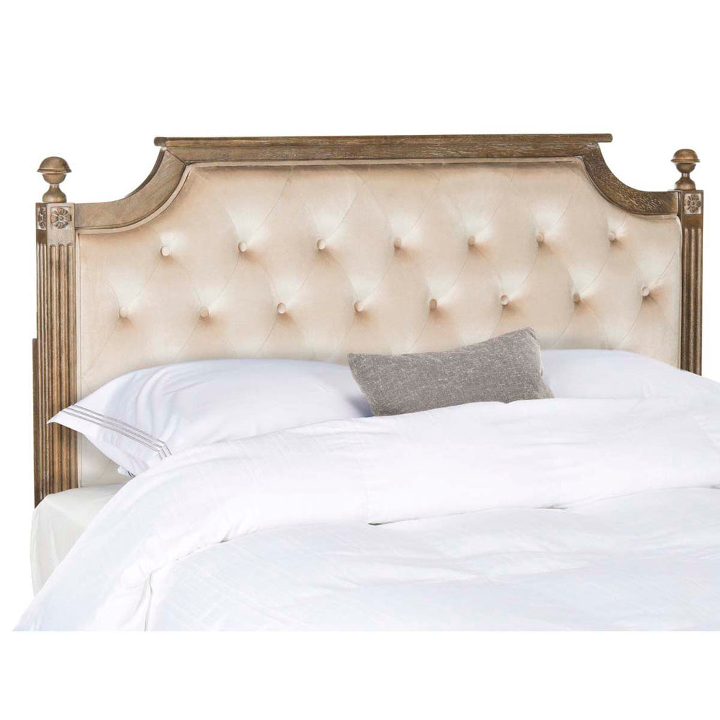 Safavieh Rustic Wood Beige Tufted Velvet Twin Headboard - Beige