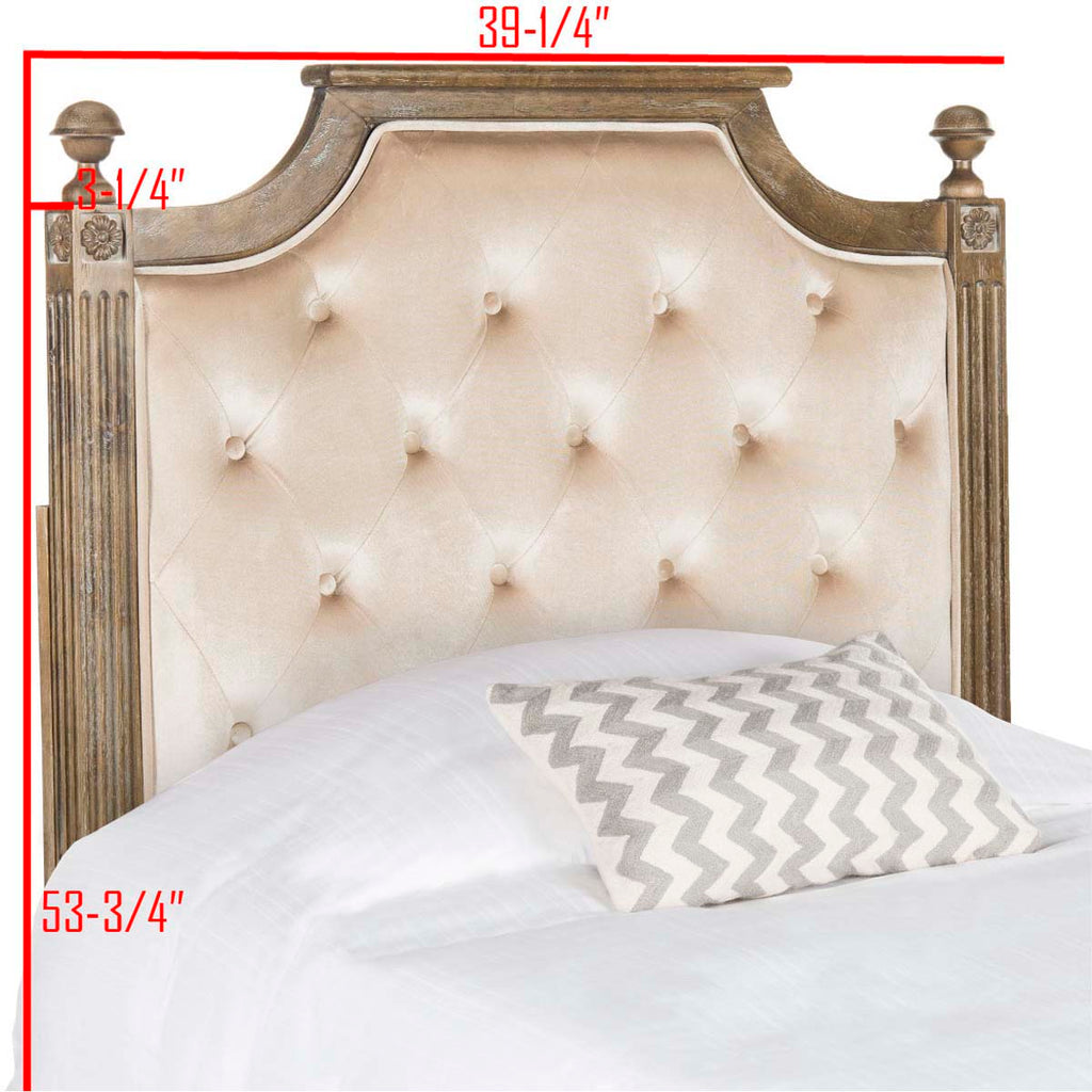 Safavieh Rustic Wood Beige Tufted Velvet Twin Headboard - Beige