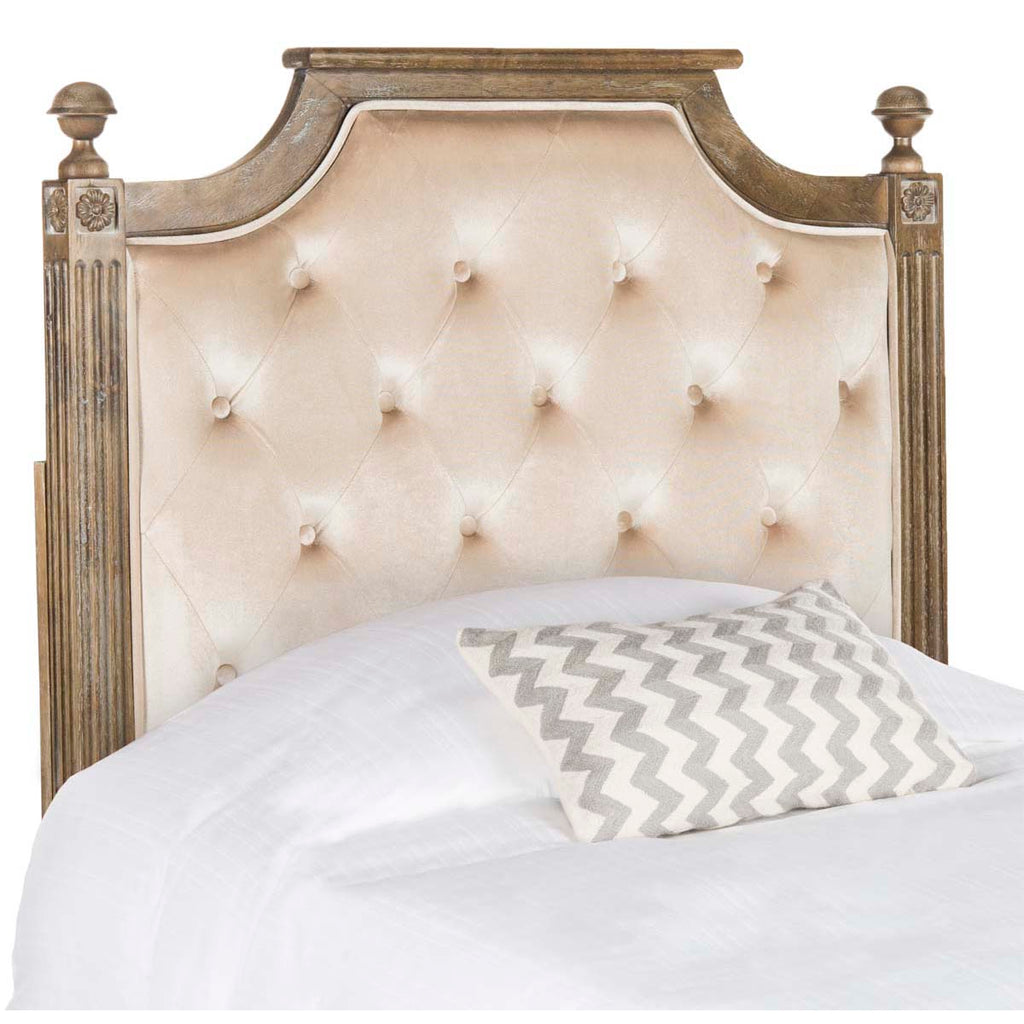 Safavieh Rustic Wood Beige Tufted Velvet Twin Headboard - Beige