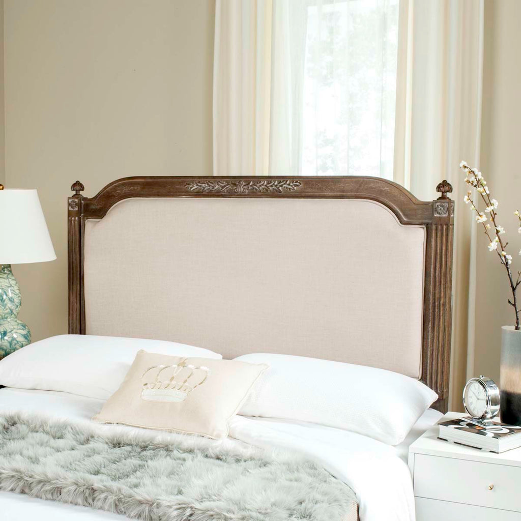 Safavieh Rustic Wood Beige Linen Twin Headboard - Beige