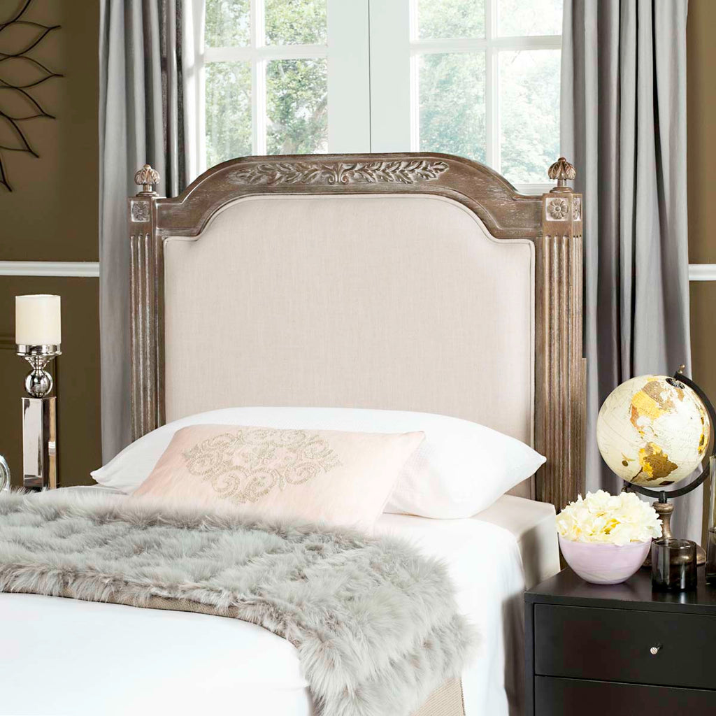 Safavieh Rustic Wood Beige Linen Twin Headboard - Beige