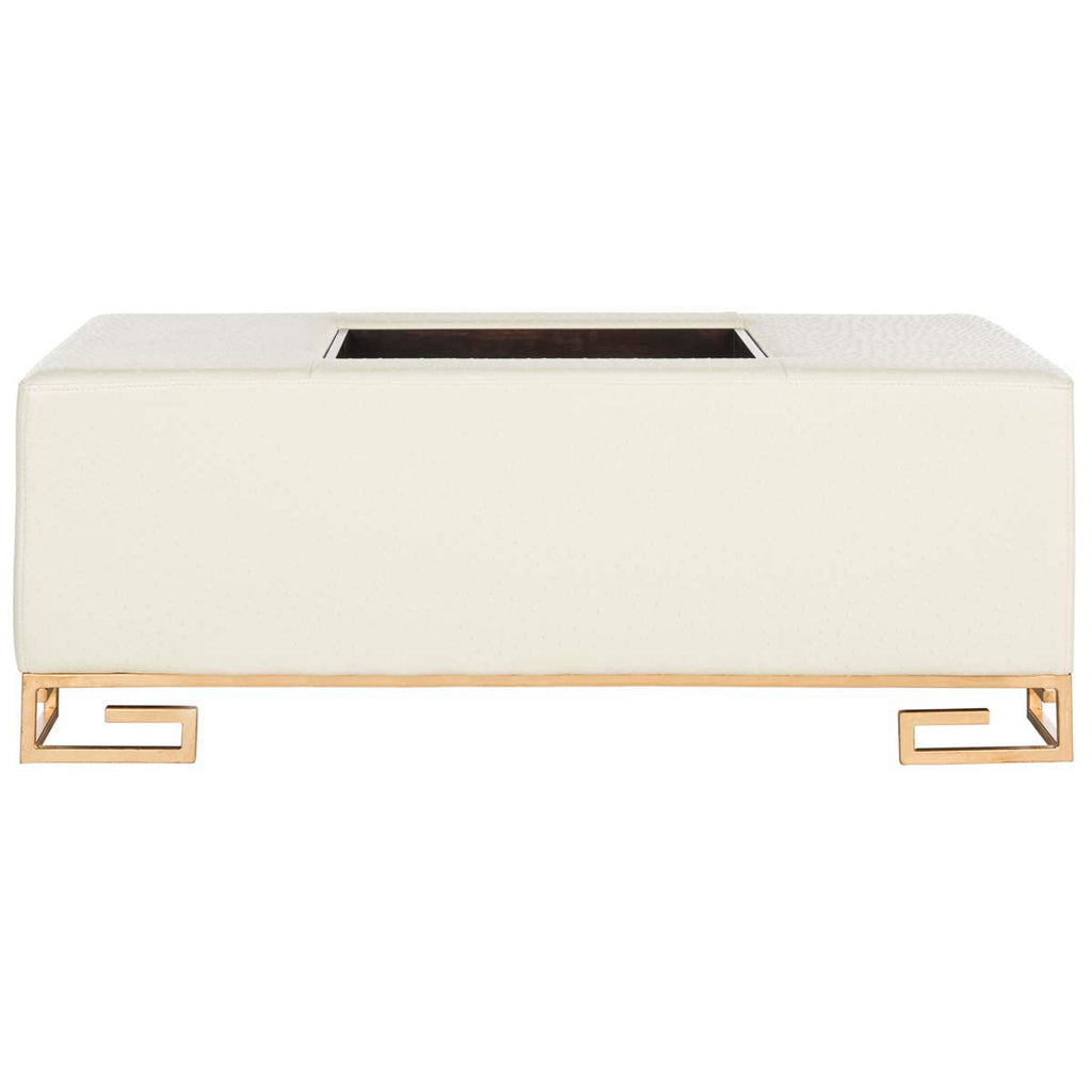 Safavieh Julian Faux Ostrich Tray Ottoman/Coffee Table - Cream/Gold