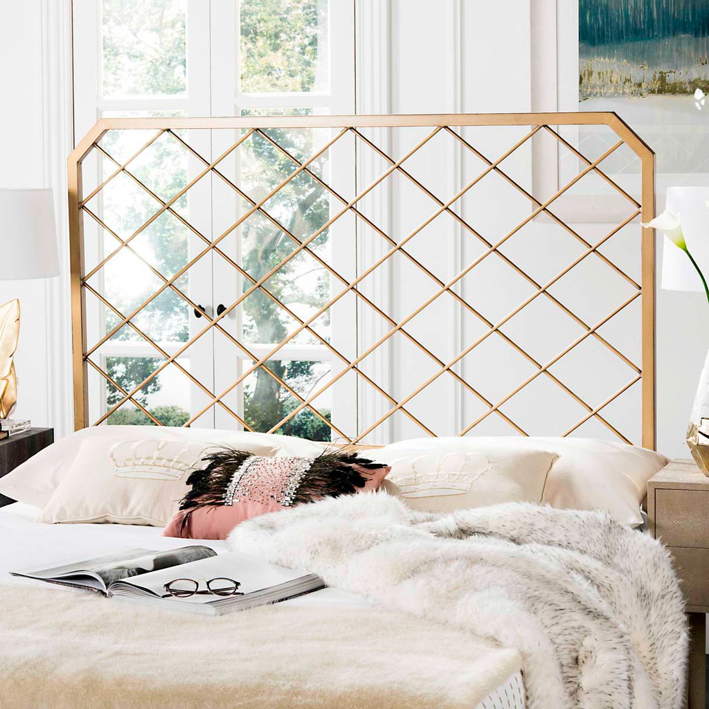 Safavieh Stitch Gold Metal Mesh Headboard - Antique Gold