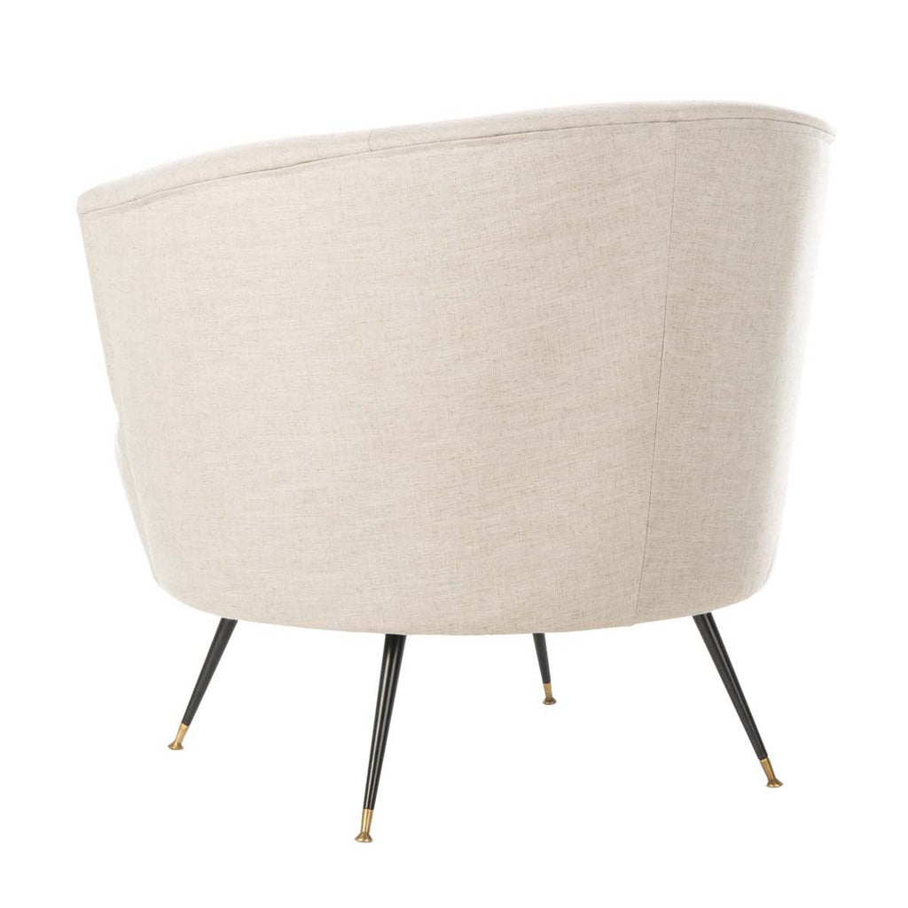 Safavieh Arlette Velvet Retro Mid Century Accent Chair - Light Grey Linen