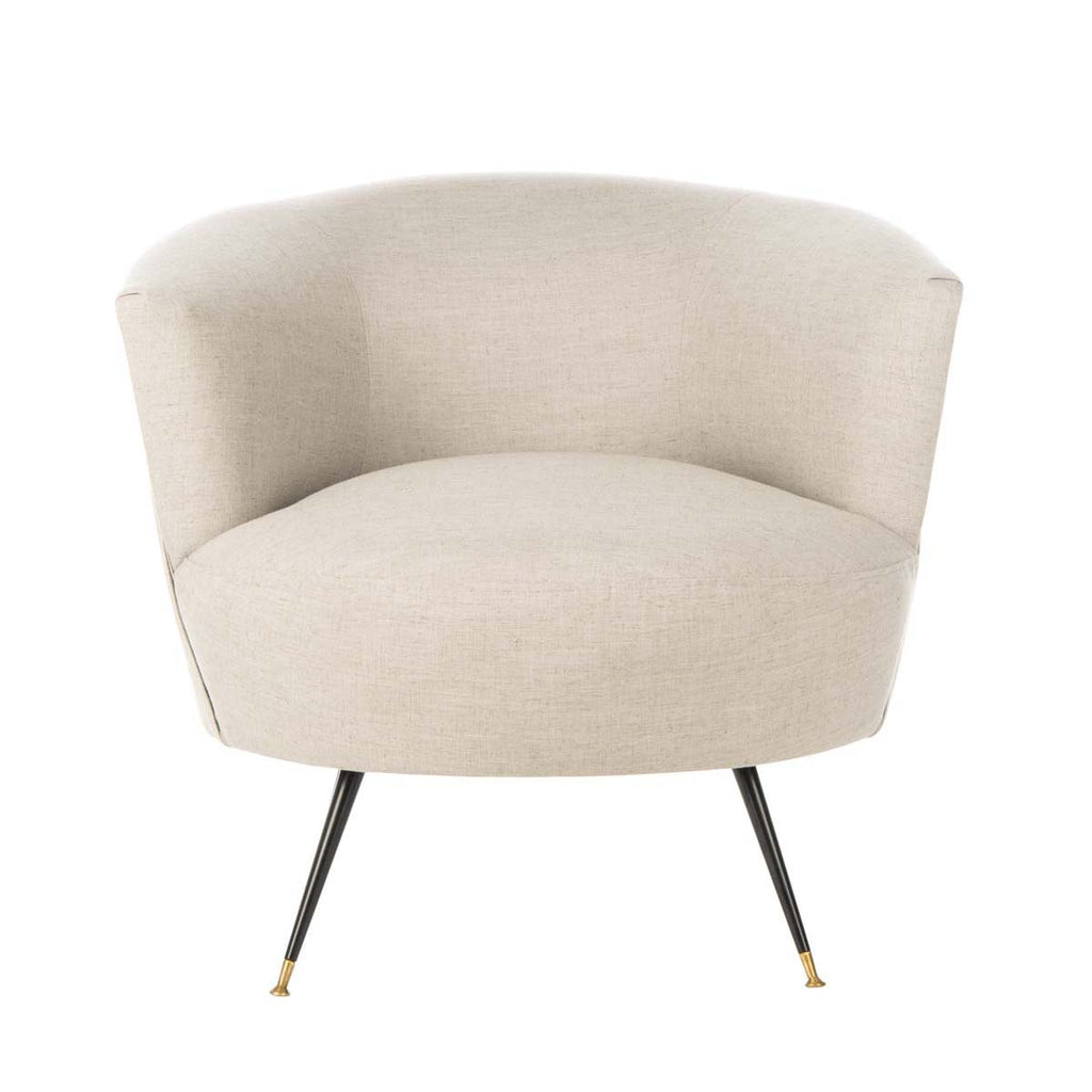 Safavieh Arlette Velvet Retro Mid Century Accent Chair - Light Grey Linen