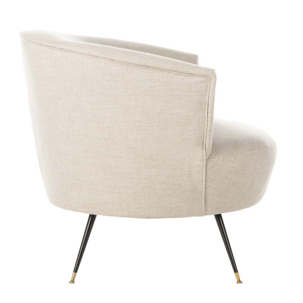 Safavieh Arlette Velvet Retro Mid Century Accent Chair - Light Grey Linen