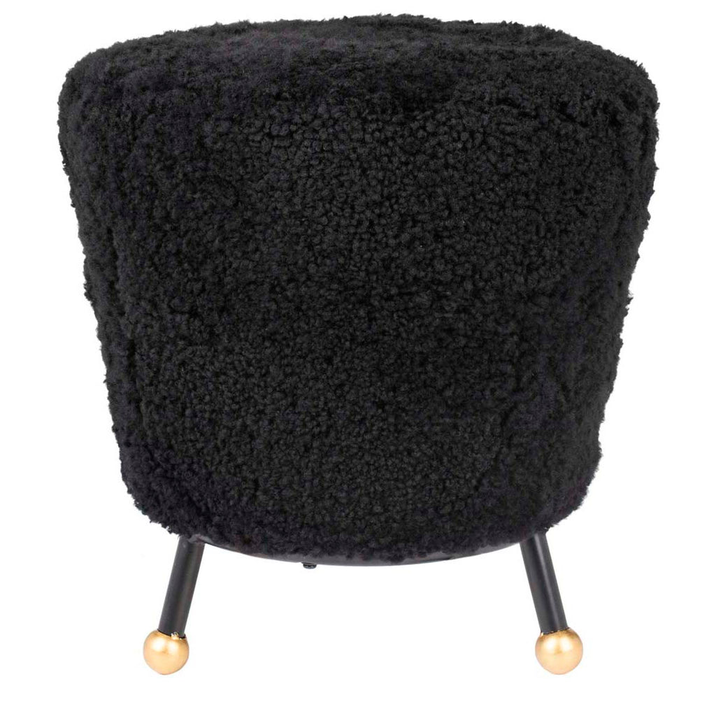 Safavieh Oriana Retro Sheepskin Ottoman - Black