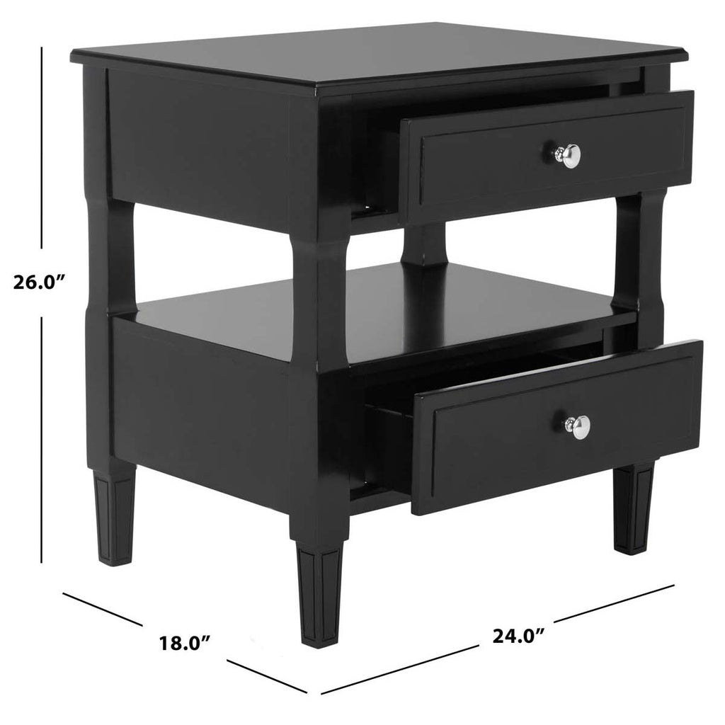 Safavieh Jenson Two Drawer Night Stand - Black