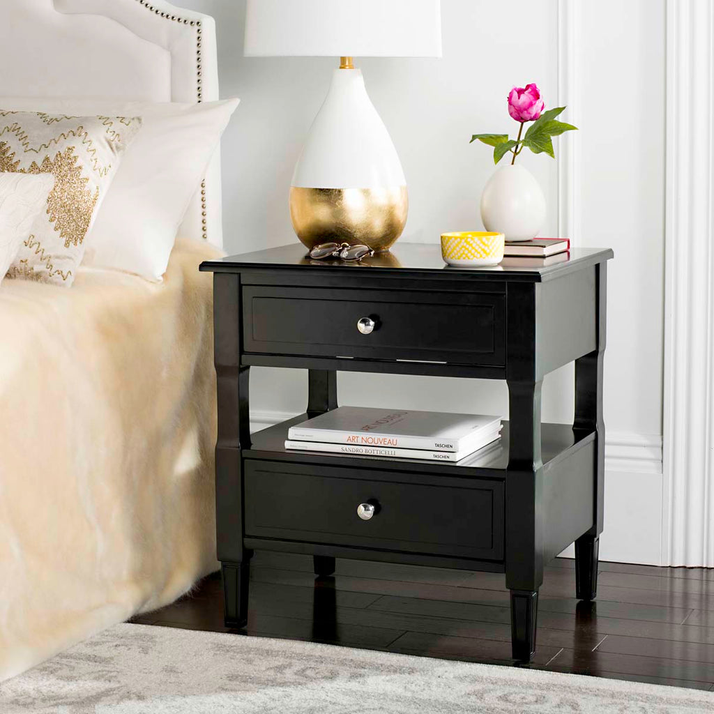 Safavieh Jenson Two Drawer Night Stand - Black