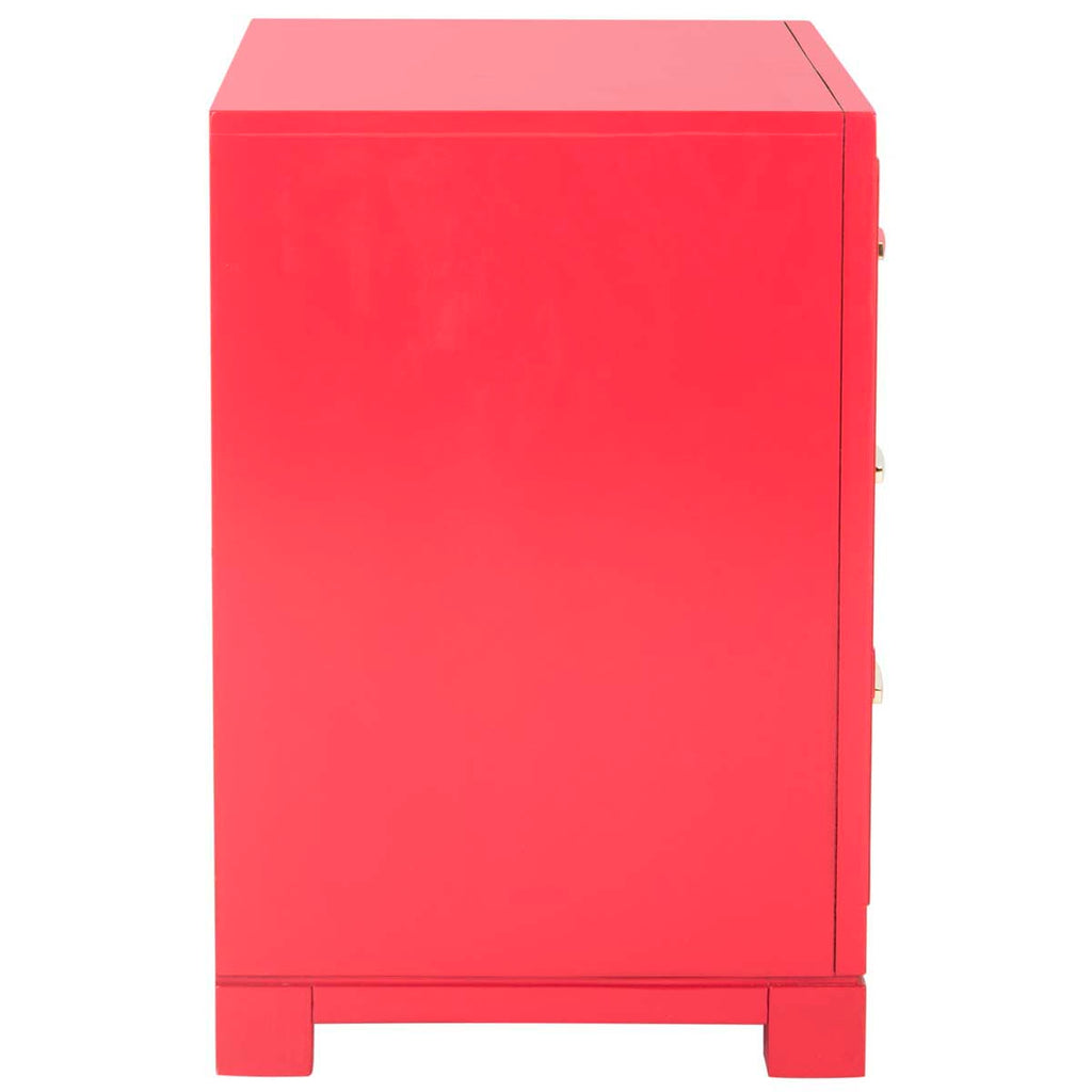 Safavieh Raina Three Drawer Greek Key Night Stand - Red