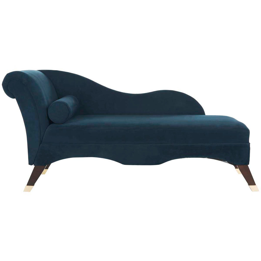 Safavieh Caiden Vevlet Chaise W/ Pillow - Navy Velvet