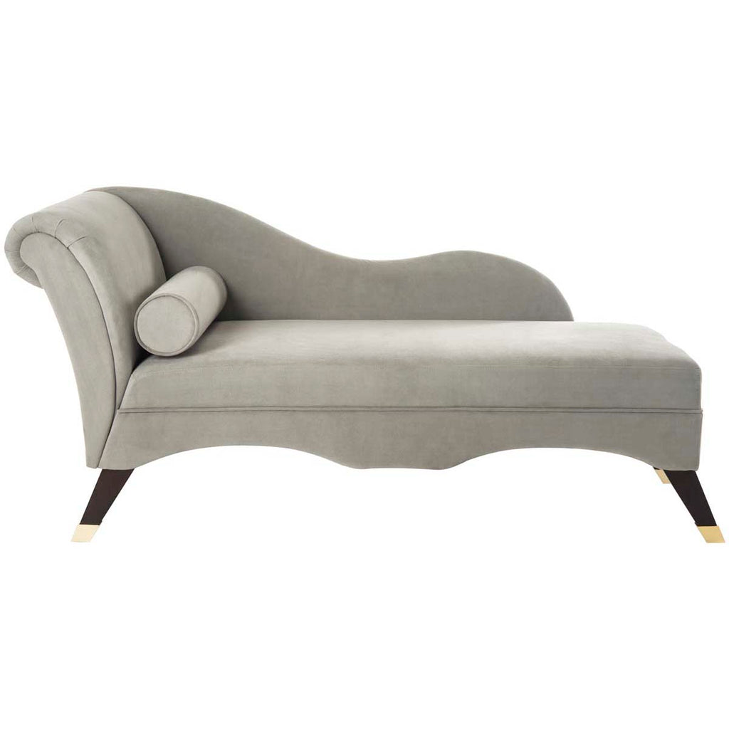 Safavieh Caiden Velvet Chaise W/ Pillow - Grey Velvet