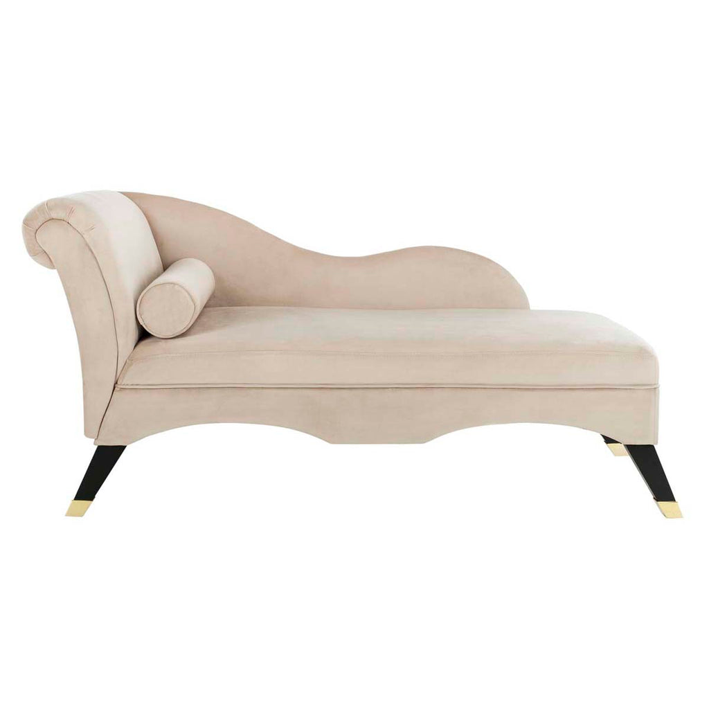 Safavieh Caiden Velvet Chaise W/ Pillow - Tan Velvet