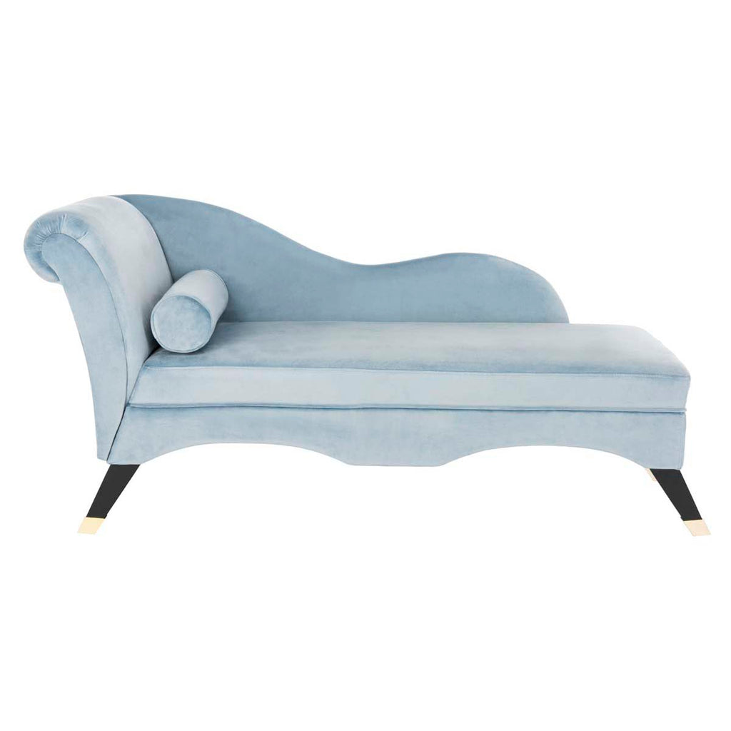 Safavieh Caiden Velvet Chaise W/ Pillow - Slate Blue Velvet