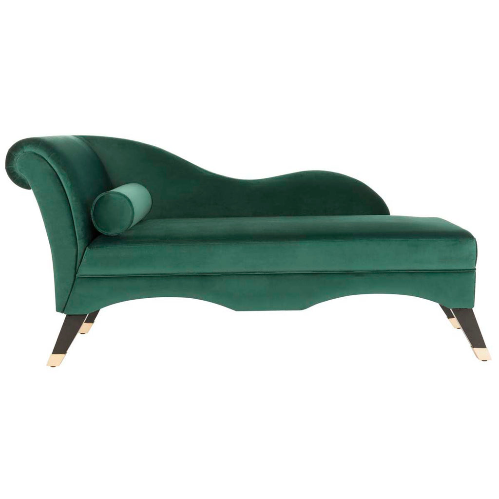 Safavieh Caiden Velvet Chaise W/ Pillow - Emerald Green Velvet