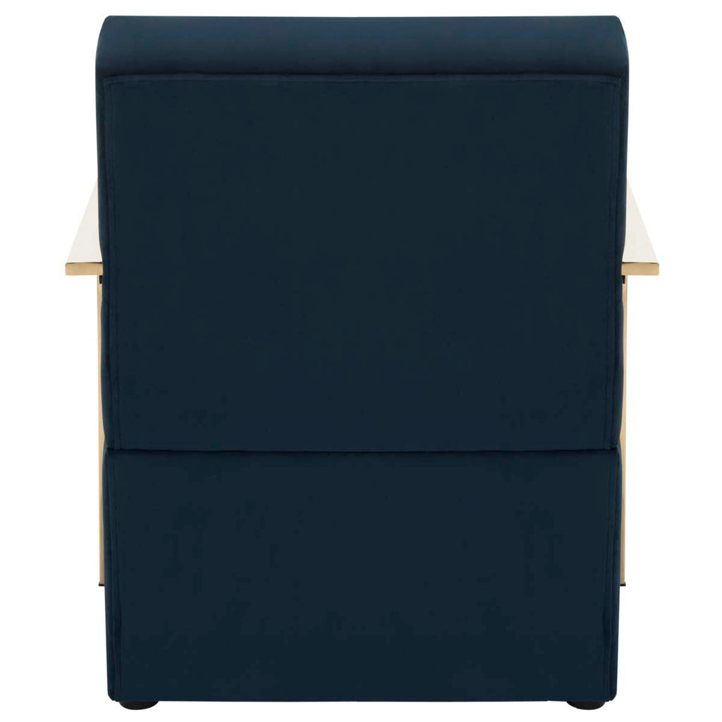 Safavieh Orna Accent Chair - Navy Velvet/Brass