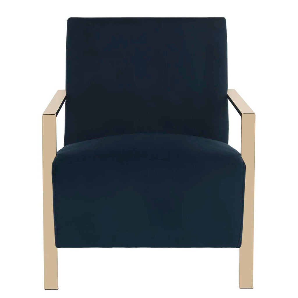 Safavieh Orna Accent Chair - Navy Velvet/Brass