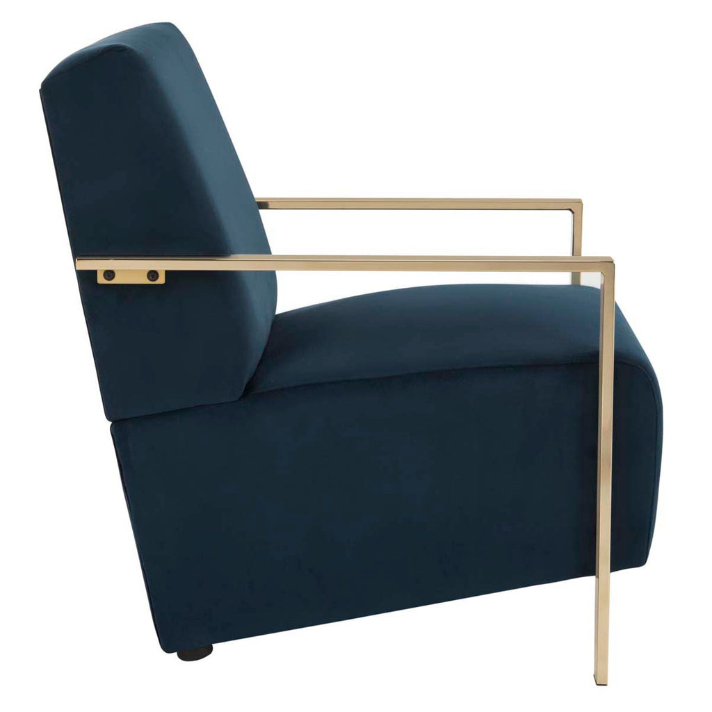 Safavieh Orna Accent Chair - Navy Velvet/Brass