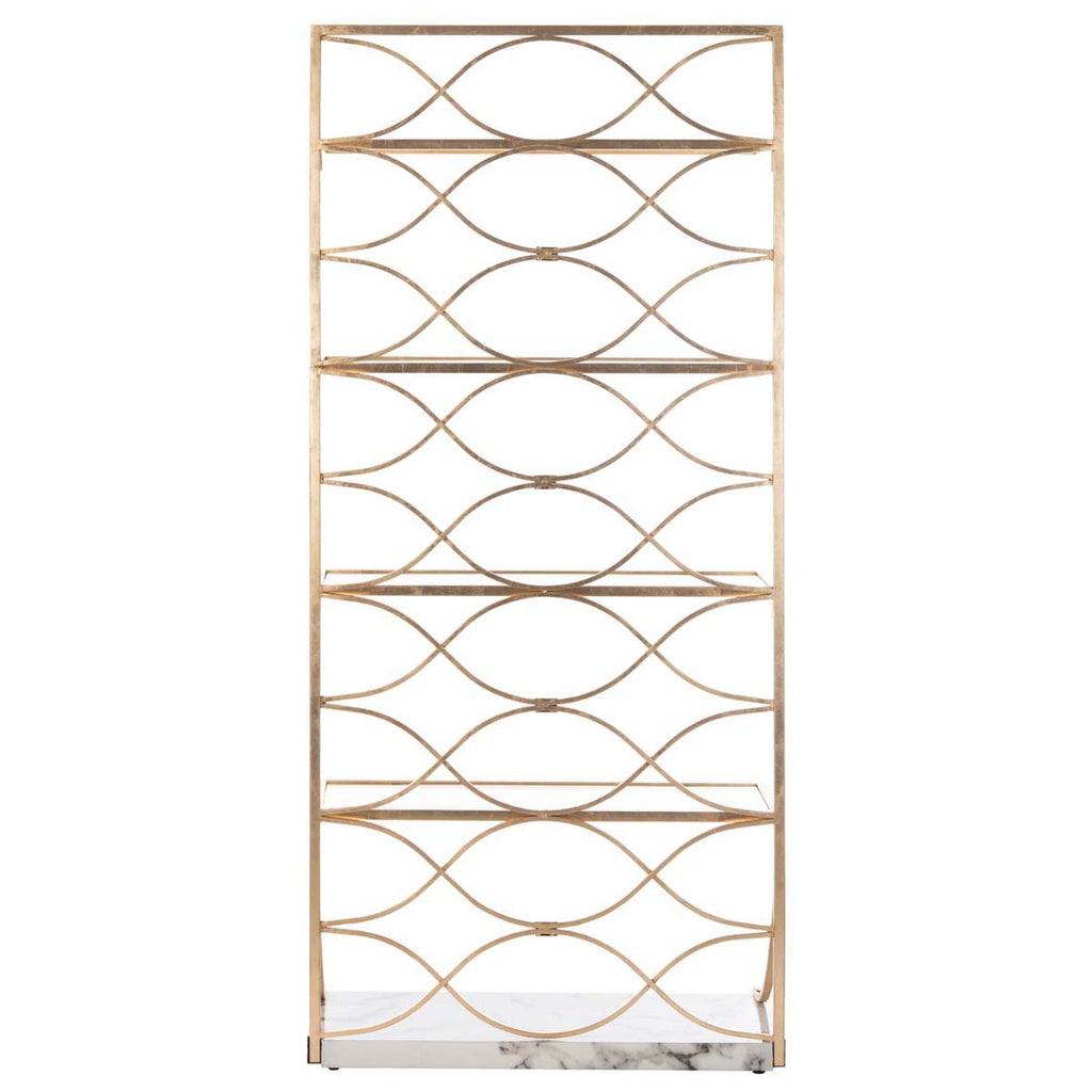 Safavieh Spano 4 Glass Tier Marble Base Etagere - Gold/White Marble/Clear