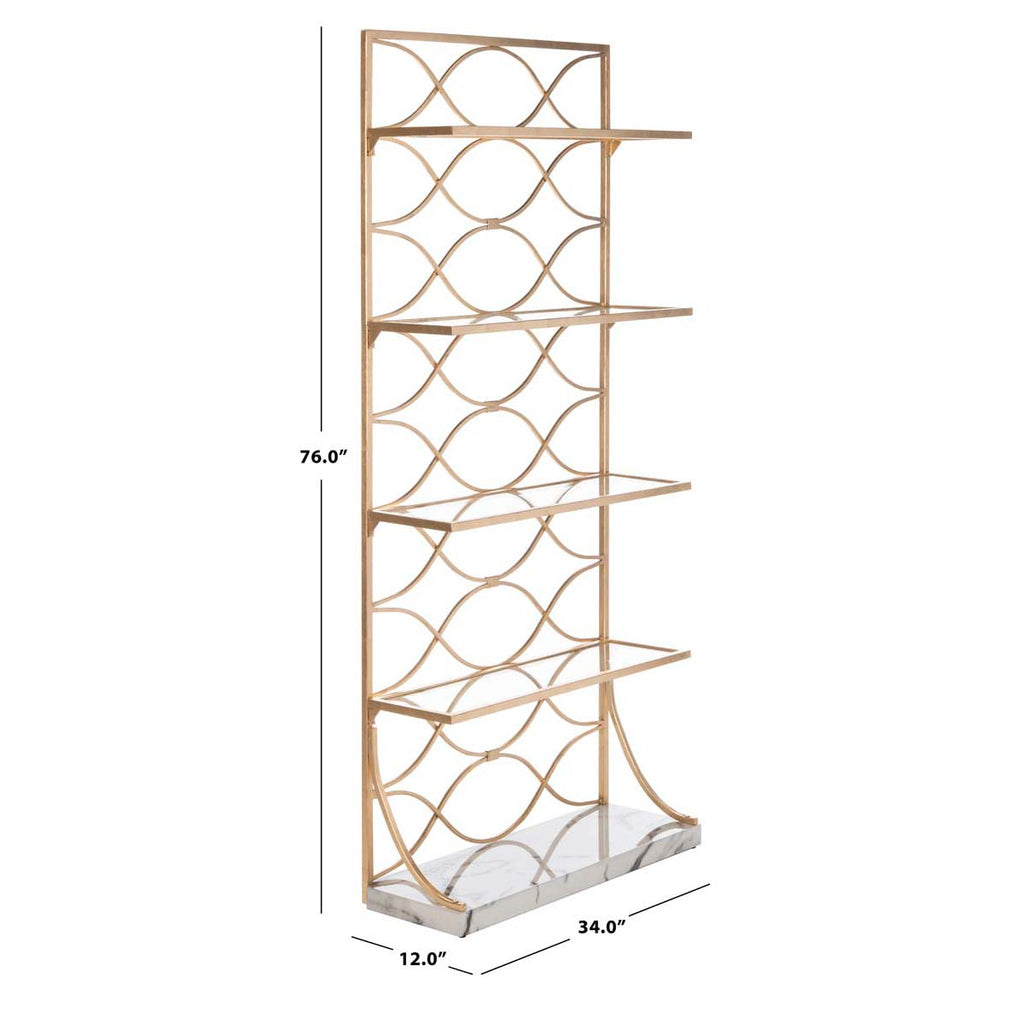 Safavieh Spano 4 Glass Tier Marble Base Etagere - Gold/White Marble/Clear