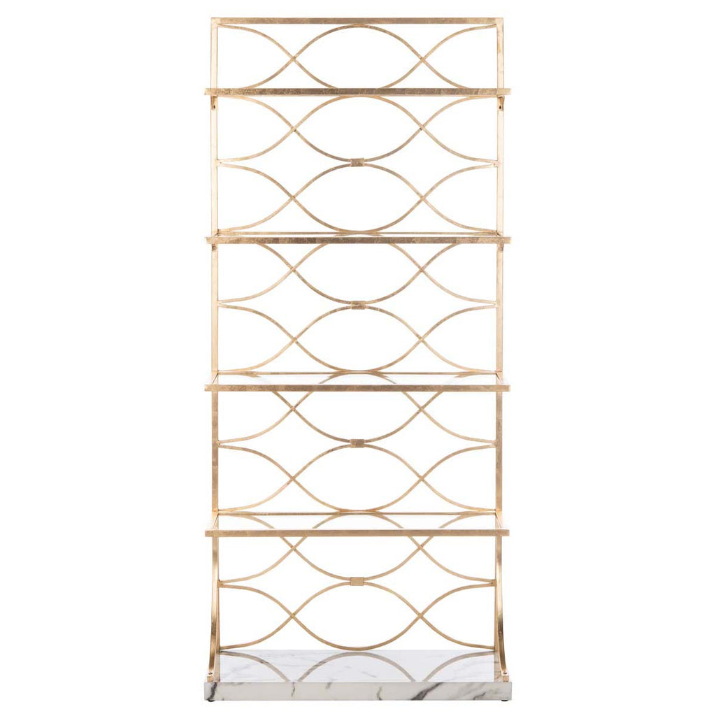 Safavieh Spano 4 Glass Tier Marble Base Etagere - Gold/White Marble/Clear