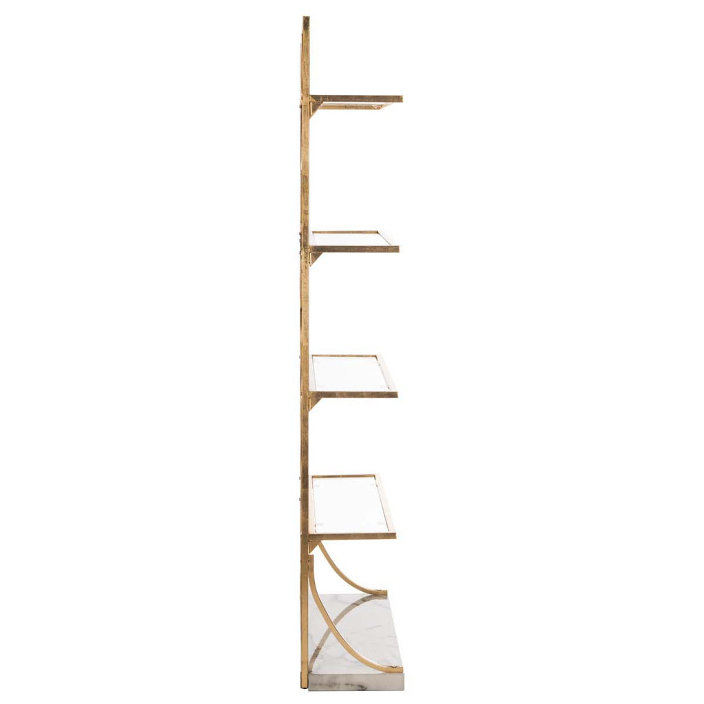 Safavieh Spano 4 Glass Tier Marble Base Etagere - Gold/White Marble/Clear