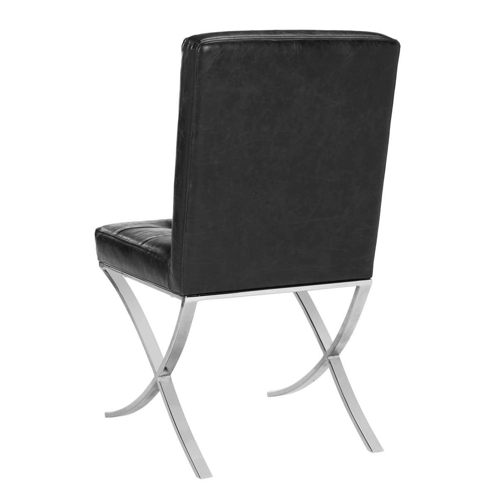 Safavieh Walsh Tufted Side Chair - Black Pu/Chrome