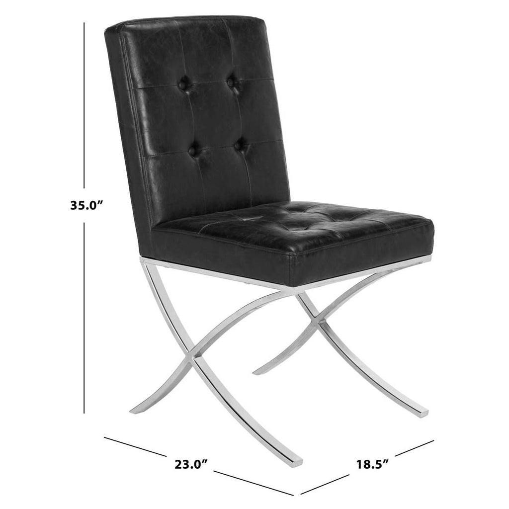 Safavieh Walsh Tufted Side Chair - Black Pu/Chrome