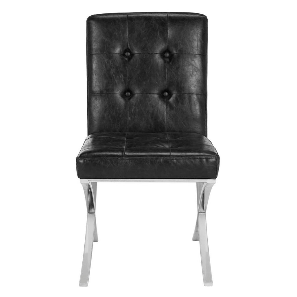 Safavieh Walsh Tufted Side Chair - Black Pu/Chrome