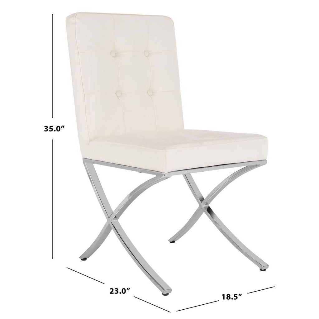 Safavieh Walsh Tufted Side Chair - White Pu/Chrome