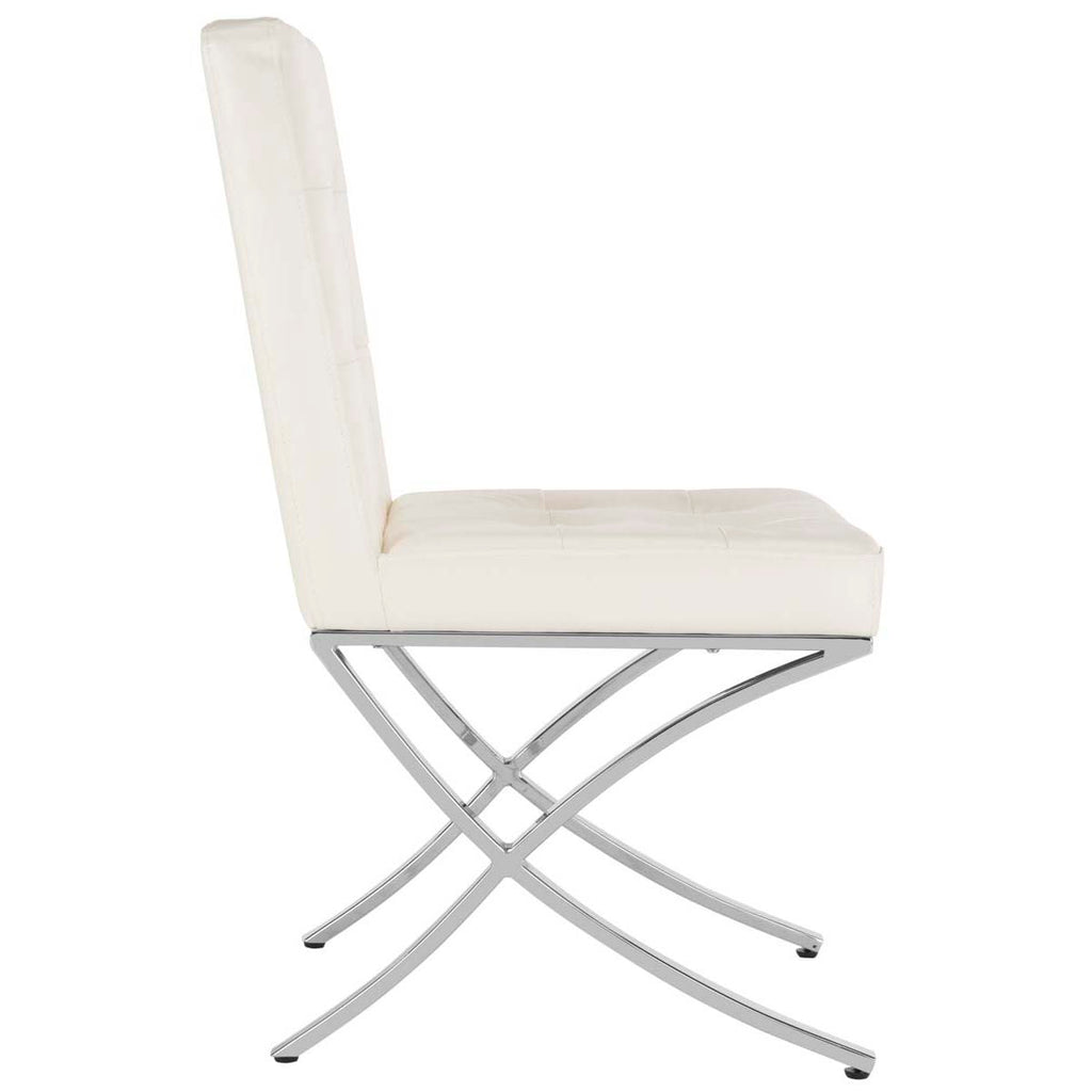 Safavieh Walsh Tufted Side Chair - White Pu/Chrome