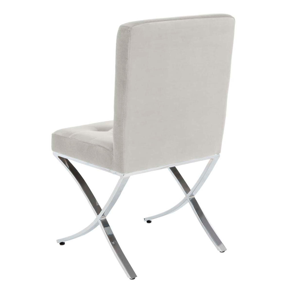 Safavieh Walsh Tufted Side Chair - Grey Velvet/Chrome