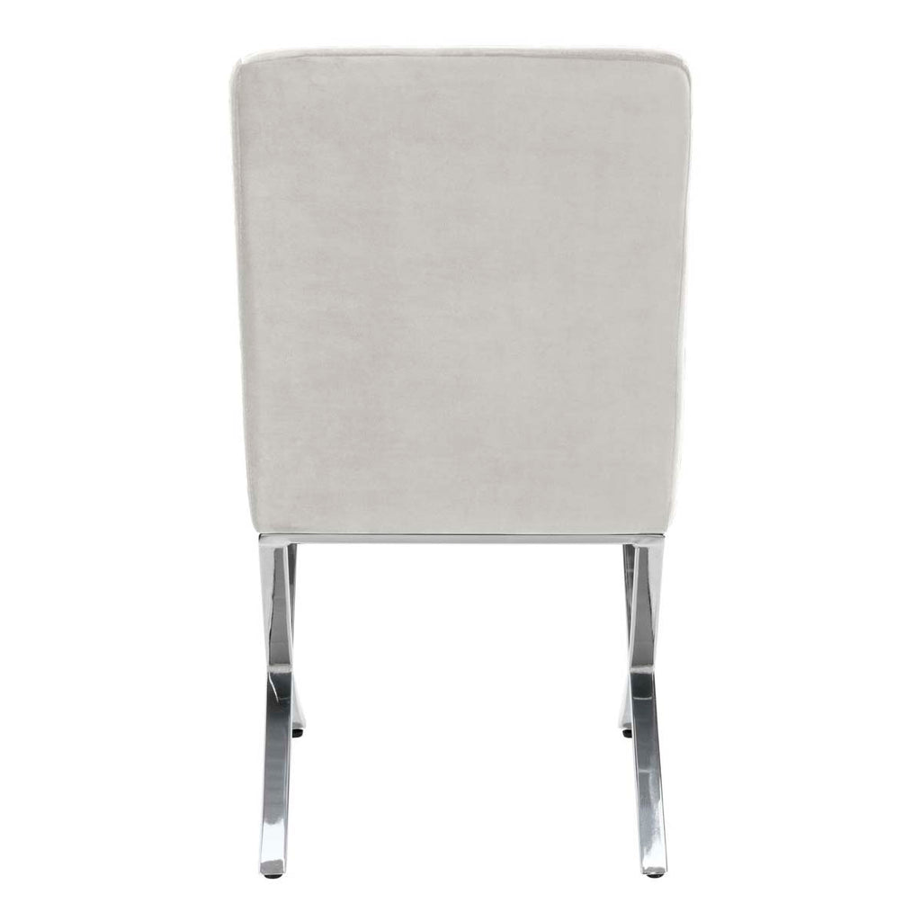 Safavieh Walsh Tufted Side Chair - Grey Velvet/Chrome