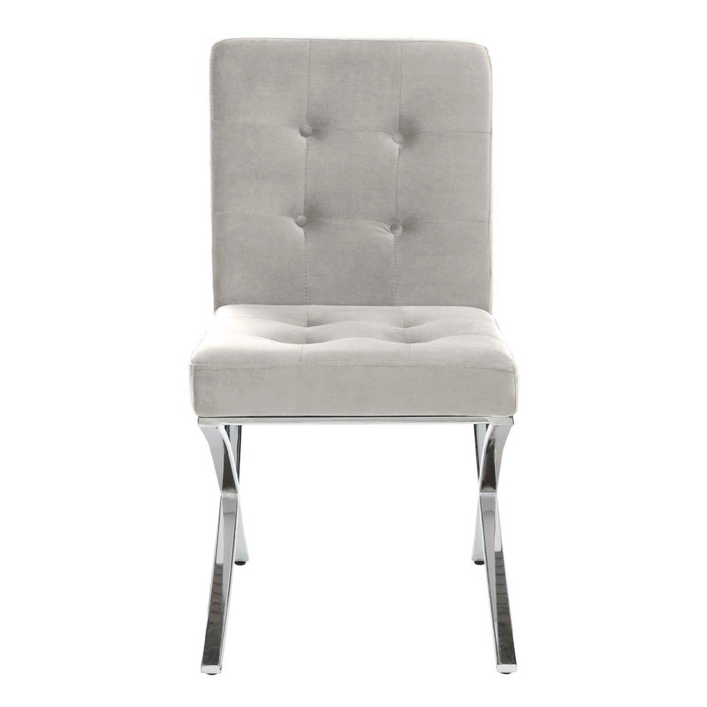 Safavieh Walsh Tufted Side Chair - Grey Velvet/Chrome