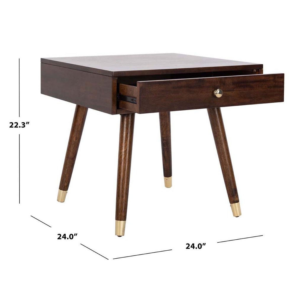 Safavieh Levinson Gold Cap End Table - Brown/Gold