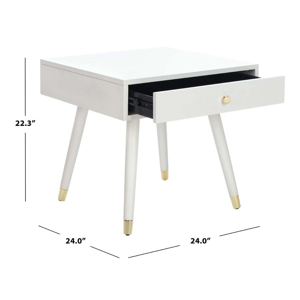 Safavieh Levinson Gold Cap End Table - White/Gold