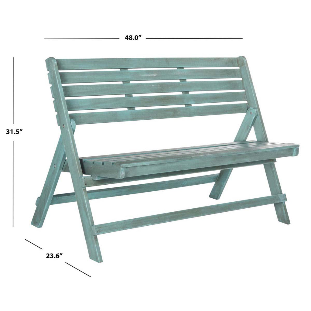 Safavieh Luca Folding Bench - Beach House Blue