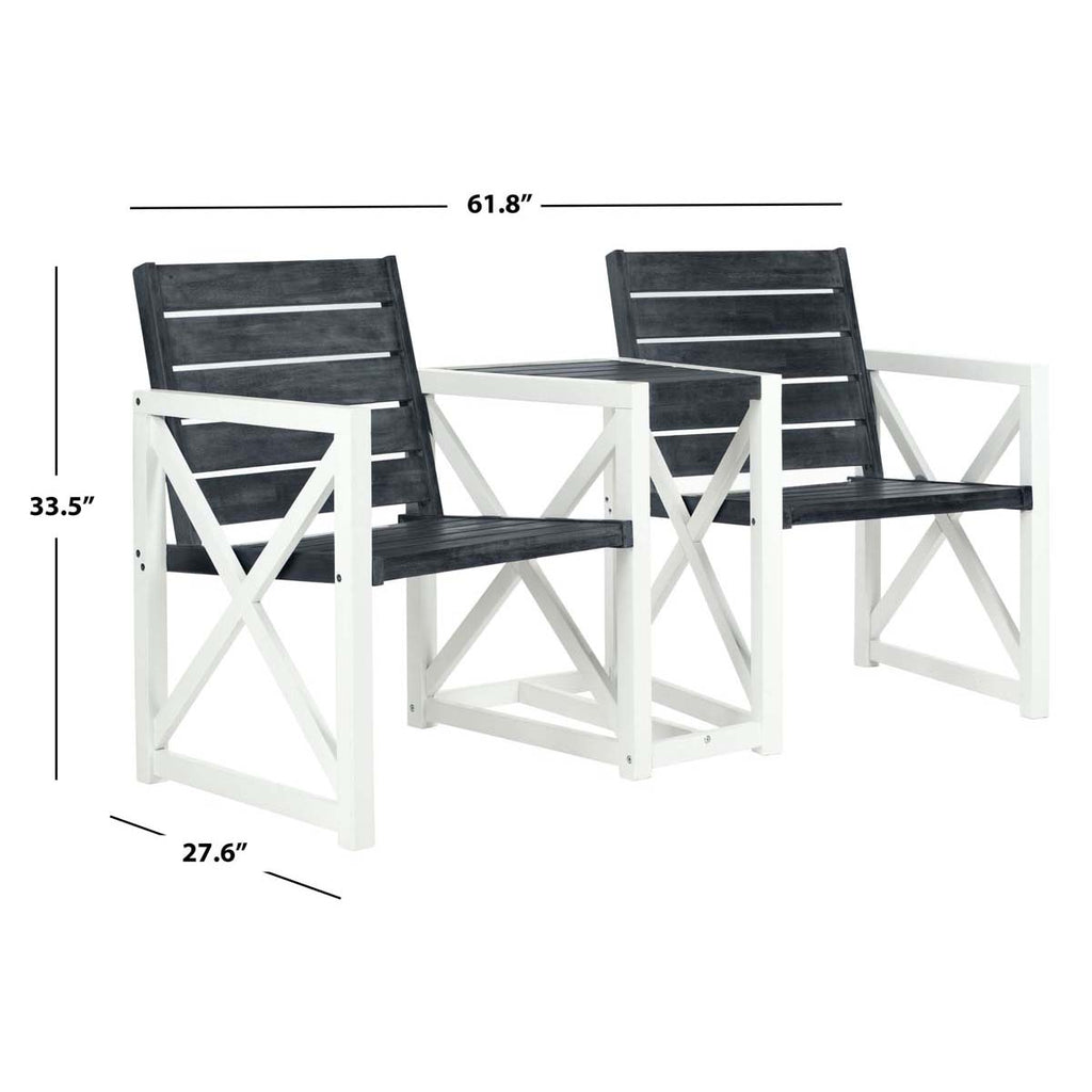 Safavieh Jovanna 2 Seat Bench - White/Dark Slate Grey
