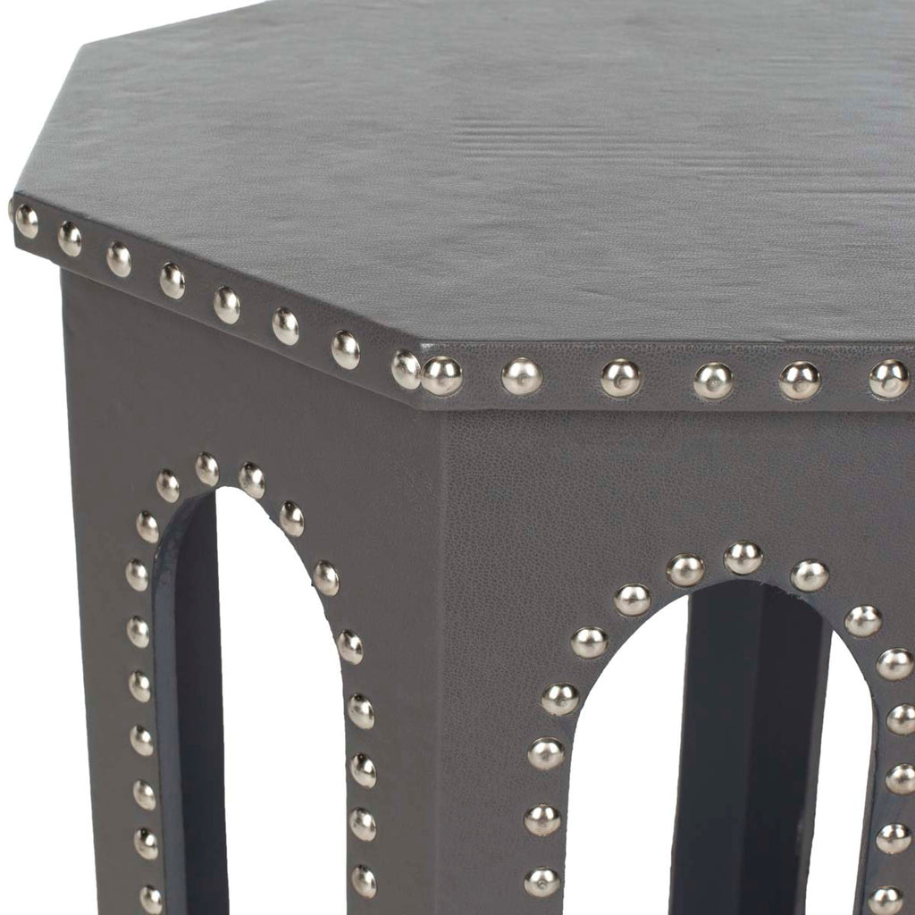 Safavieh Nara End Table Grey - Silver Nail Heads - Grey