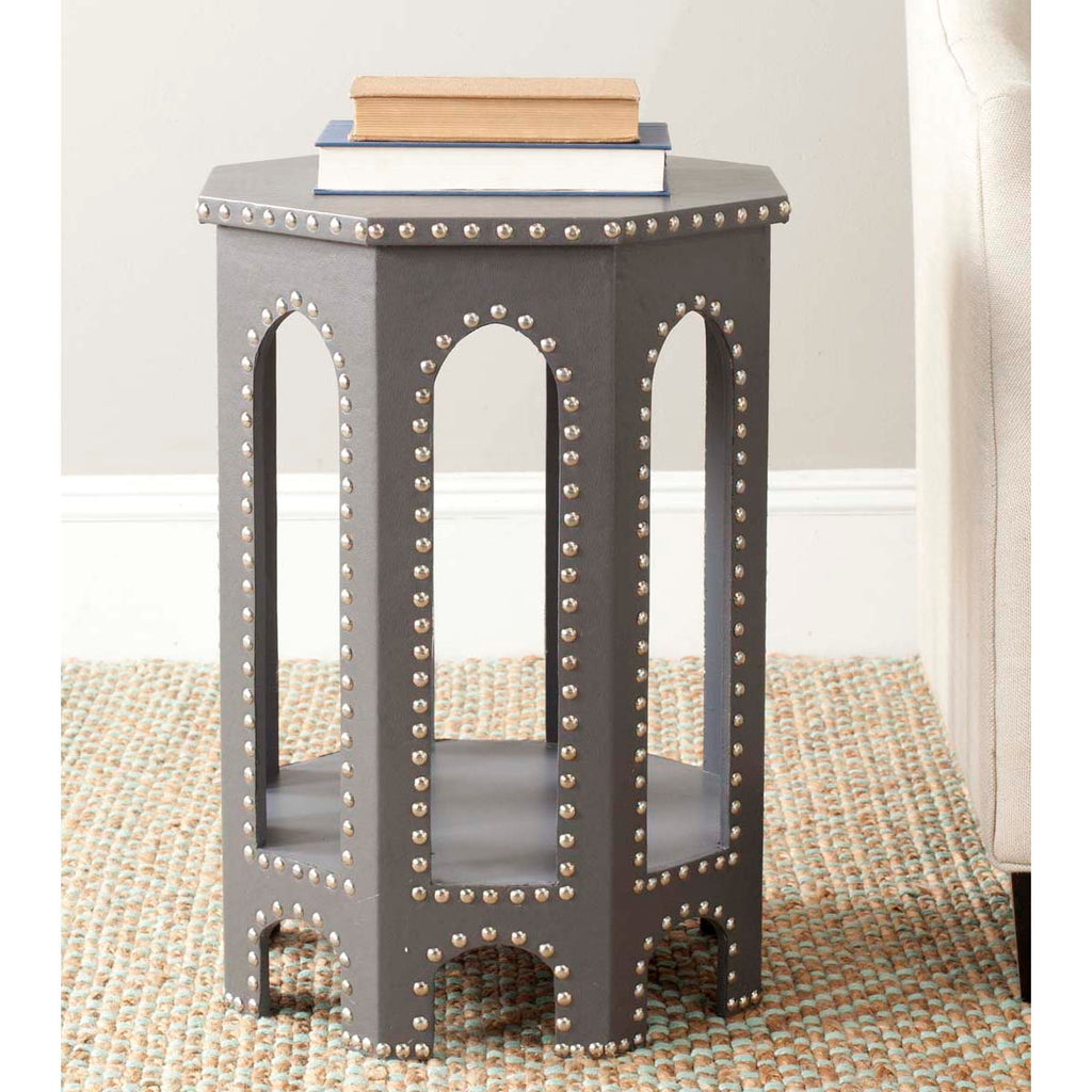 Safavieh Nara End Table Grey - Silver Nail Heads - Grey