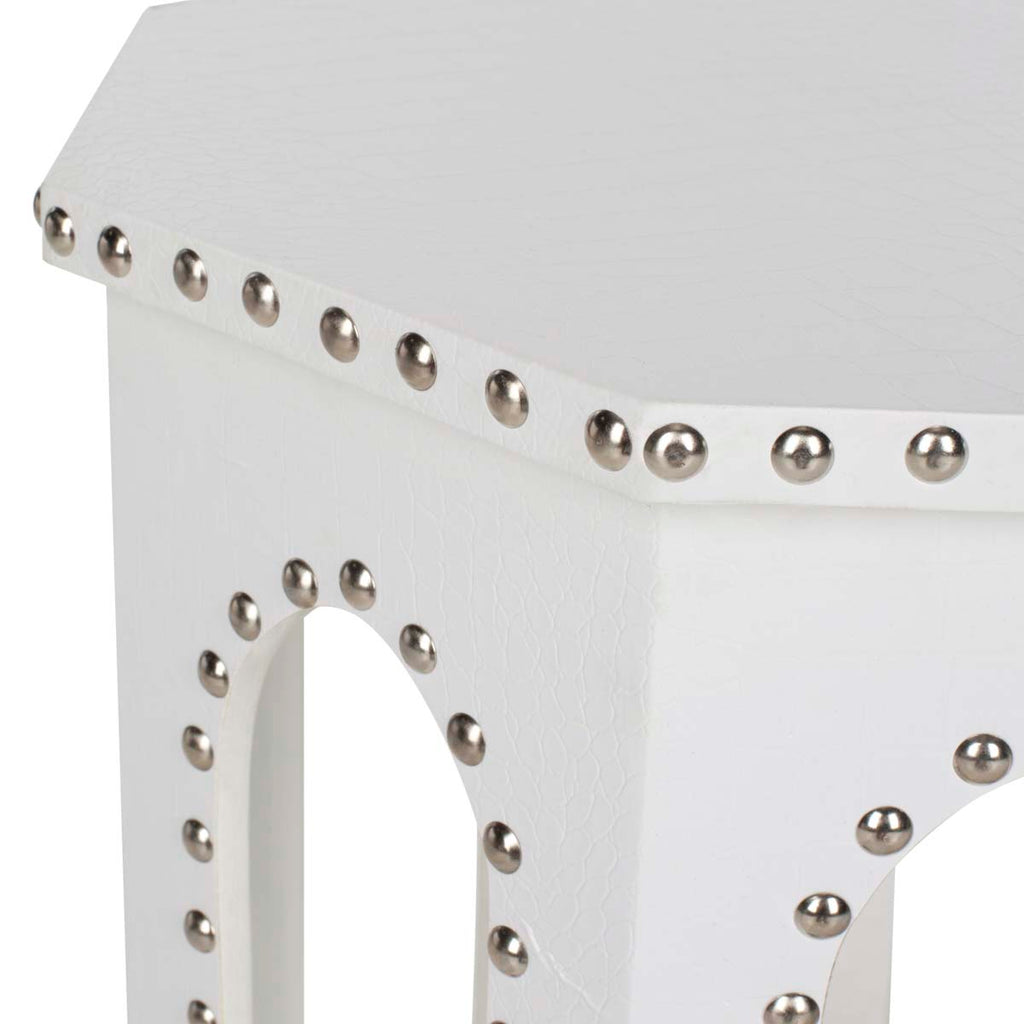 Safavieh Nara End Table White - Silver Nail Heads - White