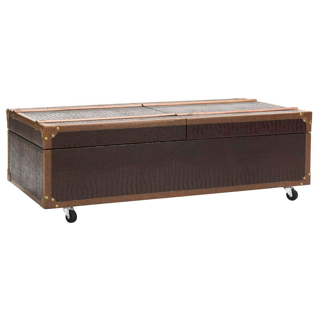 Safavieh Zoe Coffee Table Storage Trunk With Wine Rack - Brown