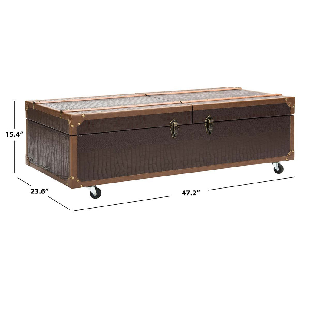 Safavieh Zoe Coffee Table Storage Trunk With Wine Rack - Brown